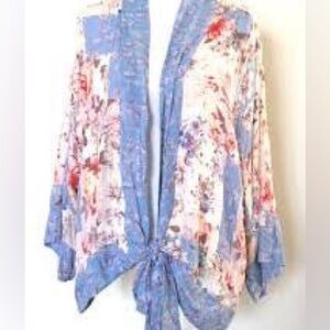 Lovestitch Idyllwild Artsy Layering Floral Boho Patchwork Kimono Cardigan SZ M/L